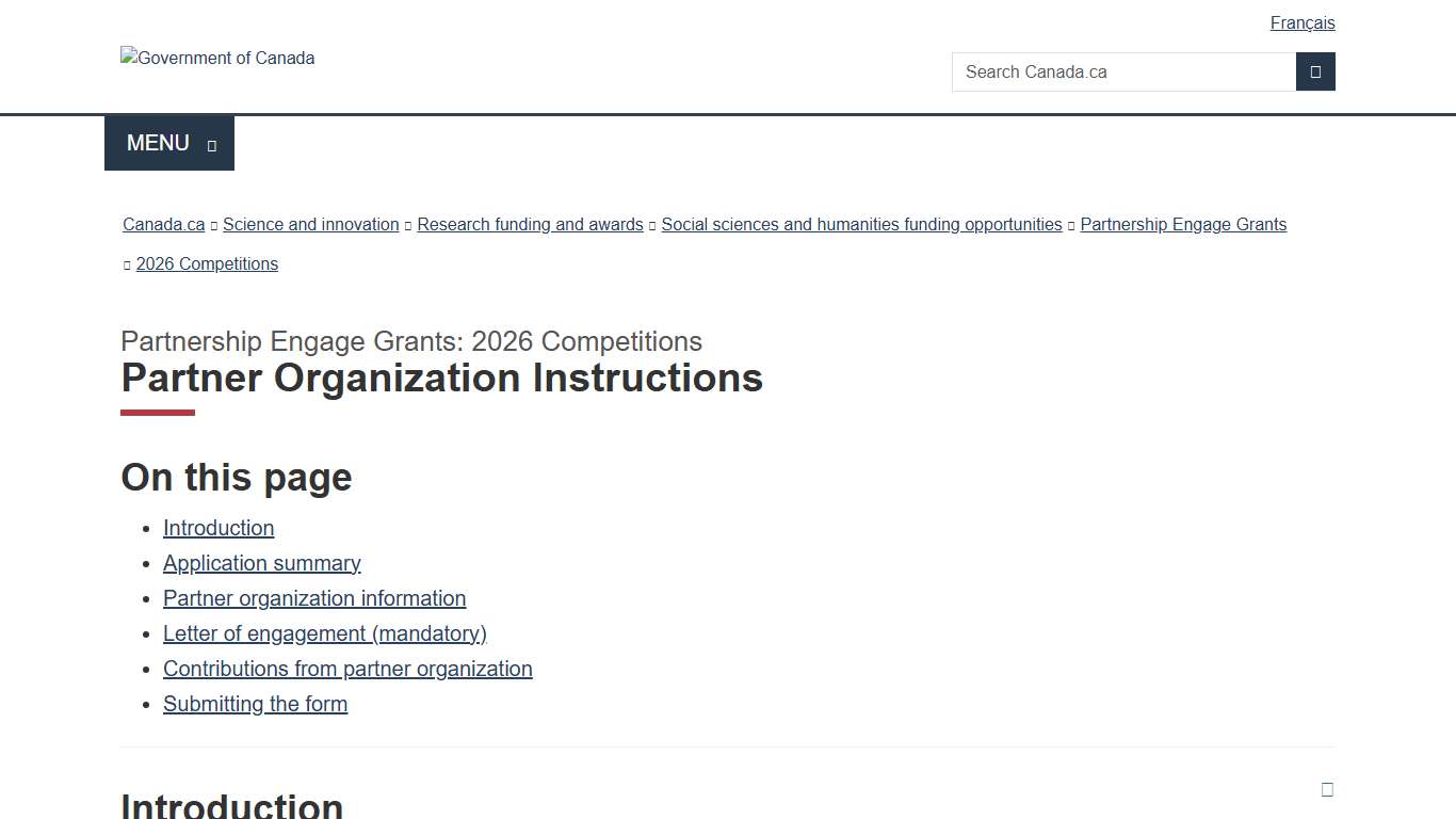Partnership Engage Grants: 2026 Competitions—Partner Organization Instructions