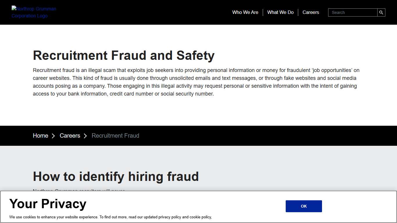 Recruitment Fraud and Safety Northrop Grumman
