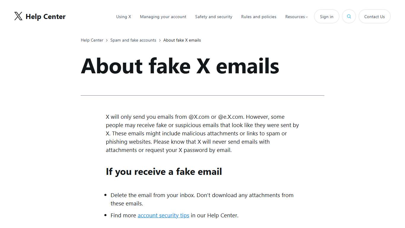 How to recognize authentic X emails X Help